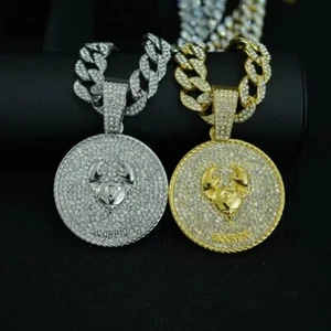 Hip Hop Iced Scorpio Zodiac Pendant Necklace Crystal Cuban Chain Fashion Jewelry - Picture 1 of 10