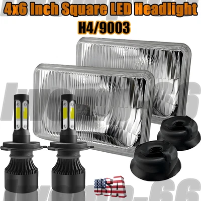 Pair 4x6" LED Headlights Hi-Lo Sealed Lamp for Geo Metro 1989-1997 Super bright - Image 1 of 4