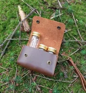 Leder Gewürztasche inkl. Fläschchen Bushcraft Outdoor Survival Camping Trekking - Bild 1 von 9