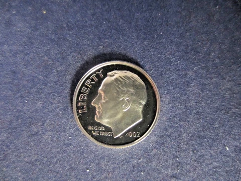 2002-S SILVER Roosevelt Dime Deep Cameo Mirror Proof - Upper Grading Ranges Cover