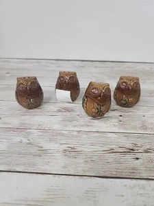 Small Owl Ceramic Salt And Pepper Shakers - 1 3/4 in Tall - Brown Lot Of 4 - Picture 1 of 5