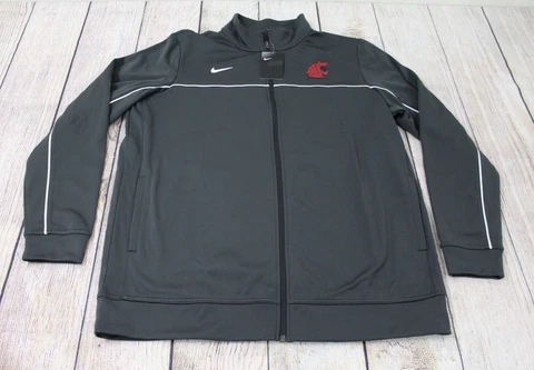NWT Nike DriFit WSU Washington State Cougars Grey Full-Zip Track Jacket XLT Tall Cover