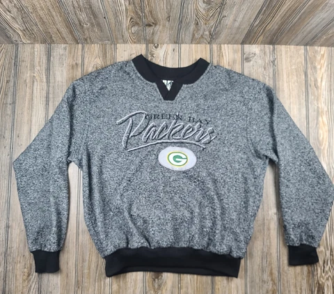 VTG Green Bay Packers Sweatshirt Men's Medium Lee Sport Pullover Gray Black Cover
