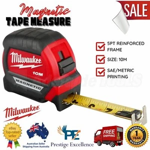 Milwaukee Magnetic Tape Measure 10m Compact Jobsite Measuring Ruler Tapes Tool - Picture 1 of 7