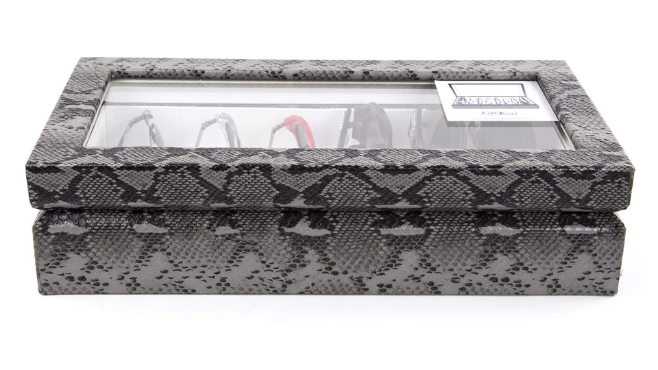 Maxi Luxury Eyewear Organizer, Wood Box for Glasses + Sunglasses, Exotic Prin... - Image 1 of 3