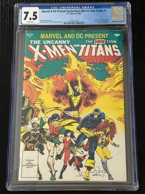 MARVEL AND DC PRESENT X-MEN AND TEEN TITANS #1 (1982 Marvel/DC) CGC Grau 7.5 - Imagem 1 de 4