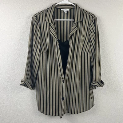 Camisa de mujer Dressbarn talla 18/20 manga 3/4 abotonada con camiseta sin mangas negra adjunta Foto 1 de 4