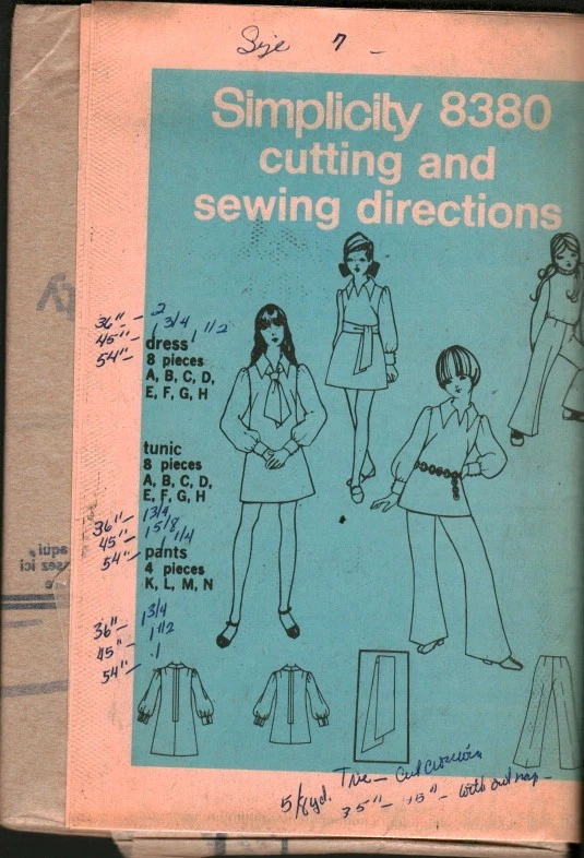 8380 Vintage Simplicity Sewing Pattern Girls 1960s Tunic Pants Dress UNCUT 7 OOP - Image 1 of 1