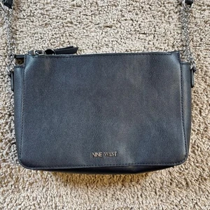 Nine West Umhängetasche schwarz Kunstleder klein Kettenriemen Schultertasche - Bild 1 von 7