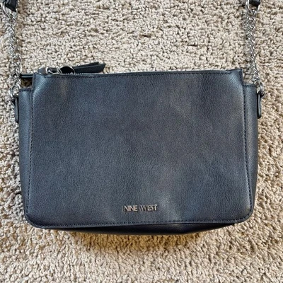 Bolso Bandolera Nine West Negro Imitación Cuero Pequeña Cadena Correa Bolso de Hombro Foto 1 de 4