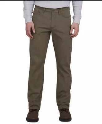 Всепогодные мужские Reg Fit флисовая подкладка эластичной холст брюки, зеленый, размер 32 X 34 - Изображение 1 из 4