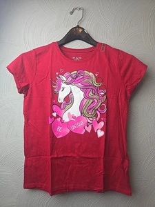 New With Tags Girls Childrens Place Unicorn Hearts School Red PInk Cute - Picture 1 of 2