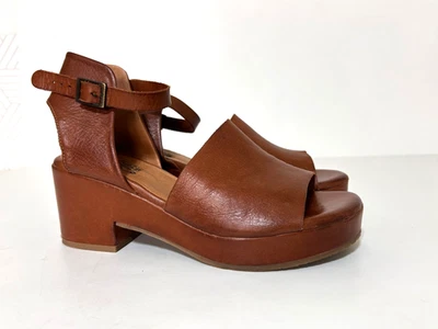 MIZ MOOZ WOMEN size 7.5 8 EU 38 GAIA Camel Leather PLATFORM SANDALS Shoes Block - Image 1 of 4