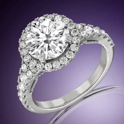 Diamond Round Cut Engagement Ring 950 Platinum Lab Grown 2 Carat IGI Certified - Image 1 of 4