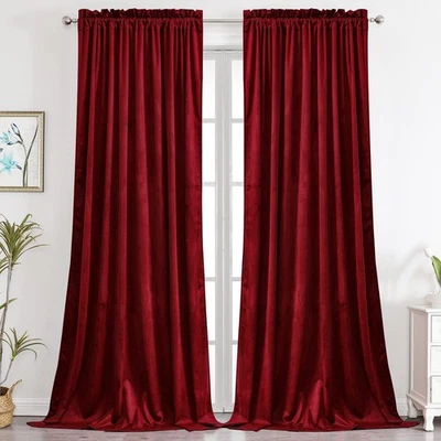 Benedeco Red Burgundy Velvet Curtains for Bedroom Window, Super Soft Luxury D... - Image 1 of 4