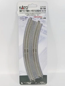 NEW N GAUGE KATO UNITRACK 20-184 BANK CURVED DOUBLE APPROACH TRACK 315/282 L&R - Picture 1 of 2
