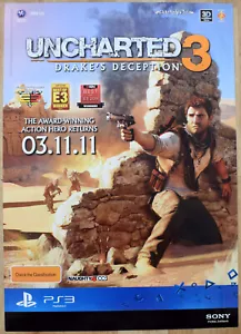 Uncharted 3: Drake's Deception RARE PS3 59cm x 84cm Promotional Poster #1 - Picture 1 of 3