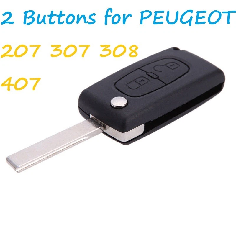 2 Button Replacement Flip Key Fob Case Shell Blade For PEUGEOT 207 307 308 407 - Image 1 of 4