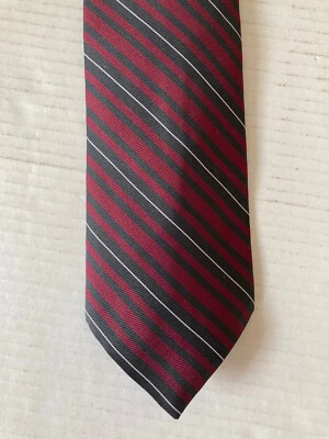 Botany 500 Men's Necktie Tie Polyester Maroon Blue White Stripe Made in USA - Image 1 of 4