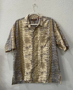 Tori Richard Herren Large Hemd Hawaii Shell ButtonsFront Camp - Bild 1 von 3