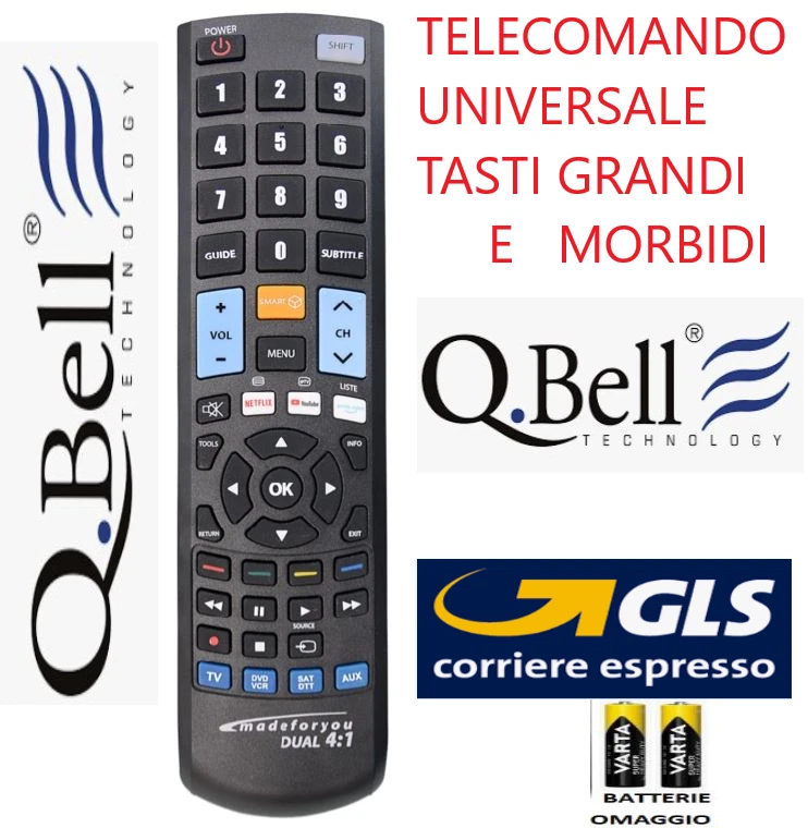 TELECOMANDO UNIVERSALE  QBELL; CLICCA SUL TUO MODELLO LO RICEVERAI GIA' PRONTO  - Immagine 1 di 4