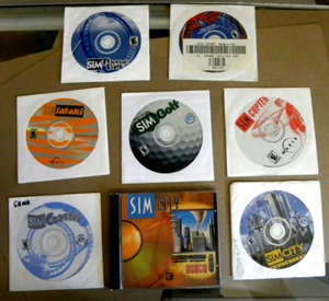 2005 8 SIM PC Game Discs SimCity 3000 Sim Coaster Copter Golf Safari Theme Park+ - Picture 1 of 7