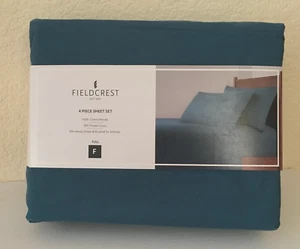 Juego de sábanas FIELDCREST COMPLETO 100 % ALGODÓN percal 300 TC turquesa oscuro verde azulado nuevo - Imagen 1 de 5