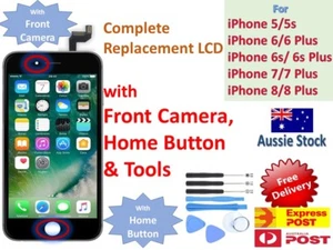 iPhone 6 5s 5 6s Plus 5c LCD Screen Replacement Display WITH CAMERA HOME BUTTON. - Afbeelding 1 van 6