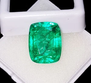 Natural Emerald Loose Gemstone Certified 9 Ct Cushion Cut L342 - Picture 1 of 7