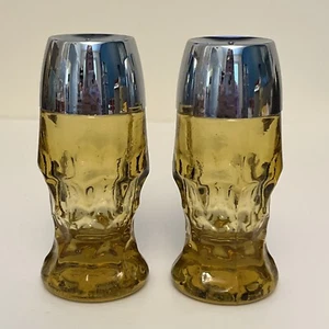 Vintage Anchor Hocking Georgian Amber Glass Salt and Pepper Shakers ~ EUC - Picture 1 of 5