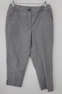 Pantalones Talbots para mujer 8 grises a rayas algodón elástico frente plano ajuste cónico Foto 1 de 4