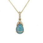 14K Yellow Gold 1.30Ct Natural Opal Pendant With Diamonds On 18" Chain $4,500