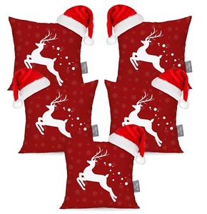 Satin Christmas Decorations for House Cushion Covers Set (16 x 16 In) -Pack of 5 - Picture 1 of 3