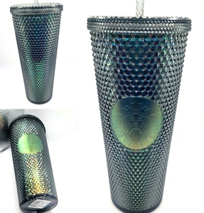 Starbucks Cold Cup Black Unicorn Iridescent Studded 24oz Tumbler Venti New - Picture 1 of 5