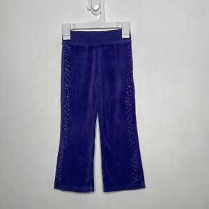 Okie Dokie Velour Pants Girls Size Small 4 Purple Pull On Stud Detail Straight