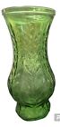 Vintage 1985 FTD Emerald Green Glass Flower Vase 10” Decorative Leaf Design