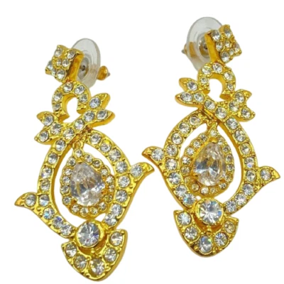 KJL Kenneth Jay Lane 水晶透明水钻吊坠穿孔耳环 — 第 1/4 张图片