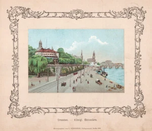 Dresden. Belvedere. Original Farblithographie von 1890 auf Werbetafel - Picture 1 of 2