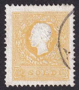 Lombardei Venetien 2 So. gelb Type I Mi.Nr. 6 I gestempelt Mi.Wert 550 € (1745) - Bild 1 von 2