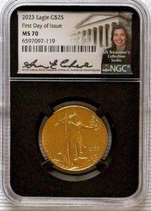 2023 AMERICAN GOLD EAGLE $25 NGC MS70 FDI ANNA CABRAL SIGNED POP = 253 - Picture 1 of 7