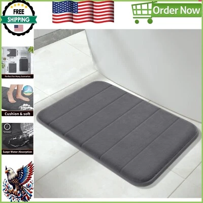 Alfombra de baño de terciopelo coralino suave - 24x17 pulgadas, secado grueso y rápido, gris oscuro Foto 1 de 4