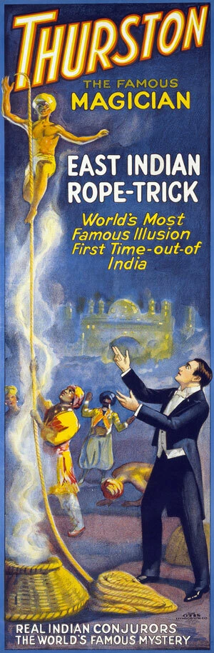 M29 Huge 17"x51" Vintage 1920's Magic Thurston Indian Rope Trick Magician Poster - Image 1 of 1