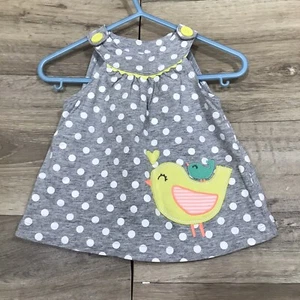 Carter Dress Infants Girl 12 Months Momma and baby bird Gray Polka dotted - Picture 1 of 7