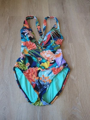 La Blanca Womens Strap Cross Back One Piece Floral Tropical  Blue Size 6 NWOT - Image 1 of 4