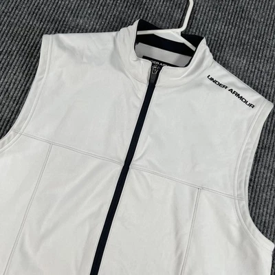 Under Armour Storm Jacket Mens Medium White Sleeveless Full Zip Golf Outdoor — 第 1/4 张图片