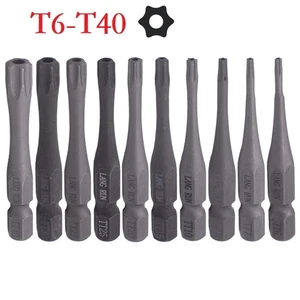 High Quality Material Screwdriver Bit Hand Tool Hex Shank T6-T40 1/4 Inch - Picture 1 of 63