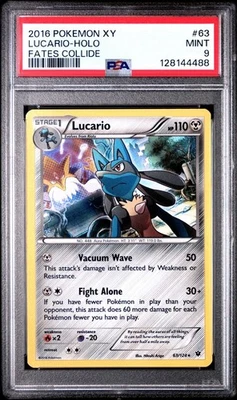 2016 POKEMON XY FATES COLLIDE #63 LUCARIO-HOLO PSA 9 - Image 1 of 2