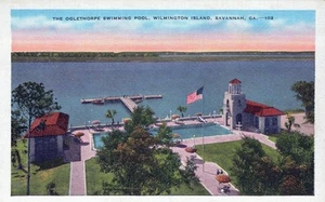 SAVANNAH GA - The Oglethorpe Swimming Pool Wilmington Island Postcard - Picture 1 of 2