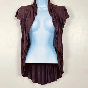 Cardigan Medium Brown Waterfall Open Shrug Flutter Fairycore Whimsigoth Boho - Picture 1 of 8