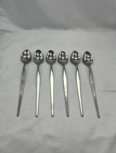 Cucharas de té helado (6) Noritake LINDEN Japón 18/8 acero inoxidable 7 1/8" - Imagen 1 de 5